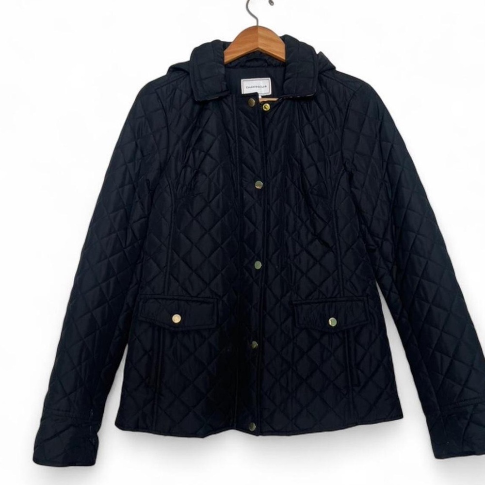 Charter Club Black Quilted Utility Jacket